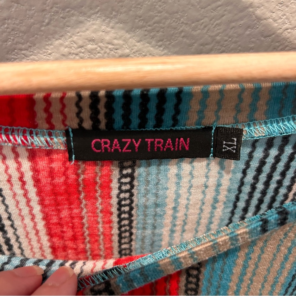 🌿Crazy Train Boho Striped Bell Sleeve Blouse XL‎ - Multicolor Western Boho Top - Picture 2 of 6